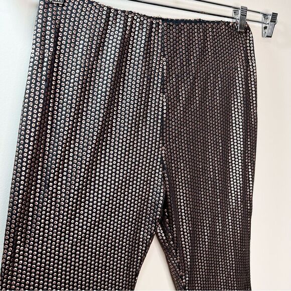 NWT ASOS Glamorous Petite High Rise Flare Pants Matte Brown Sequin US 12 Petite - Picture 3 of 11